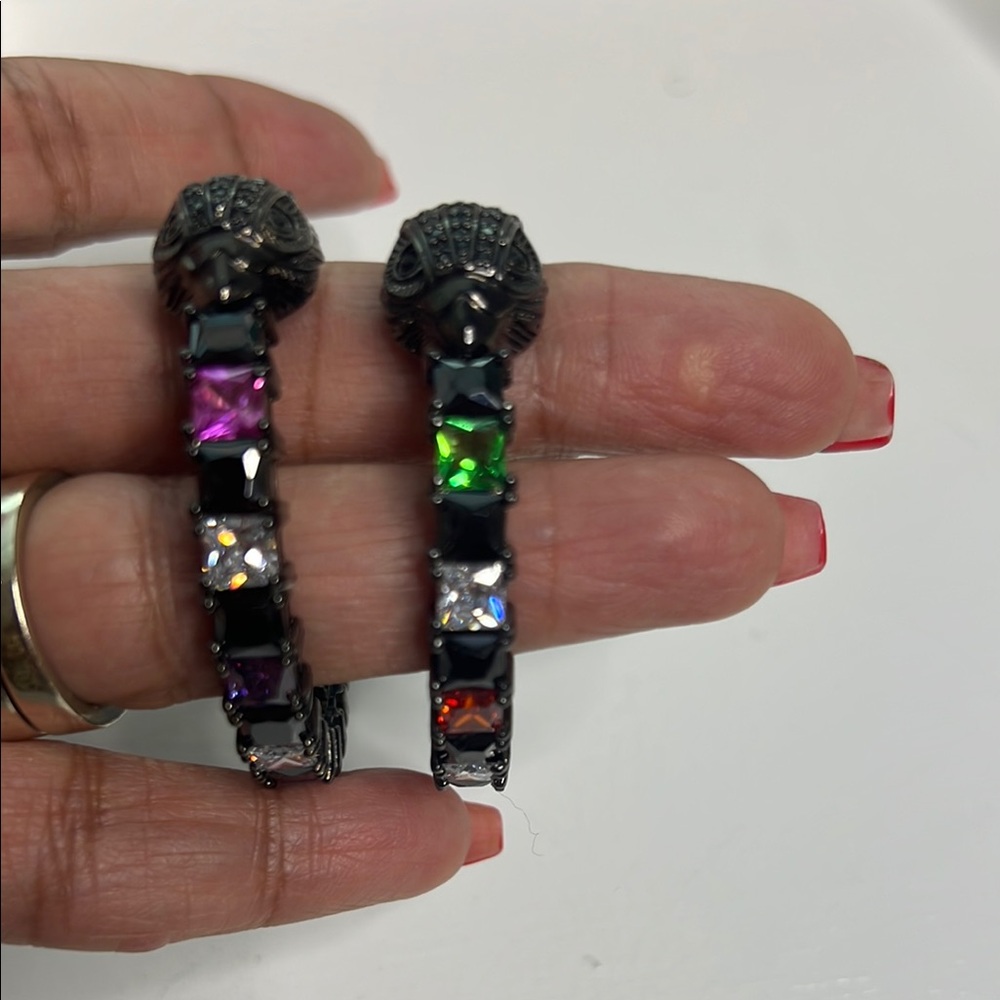 Multicolor Gemstone Hoop Earrings - Picture 4 of 7